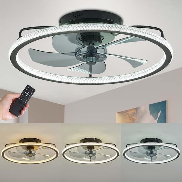 Flush Ceiling Fan With Light And Remote | Shelly Lighting throughout Small Space Solutions How This Flush Mount Fan Enhances Any Room