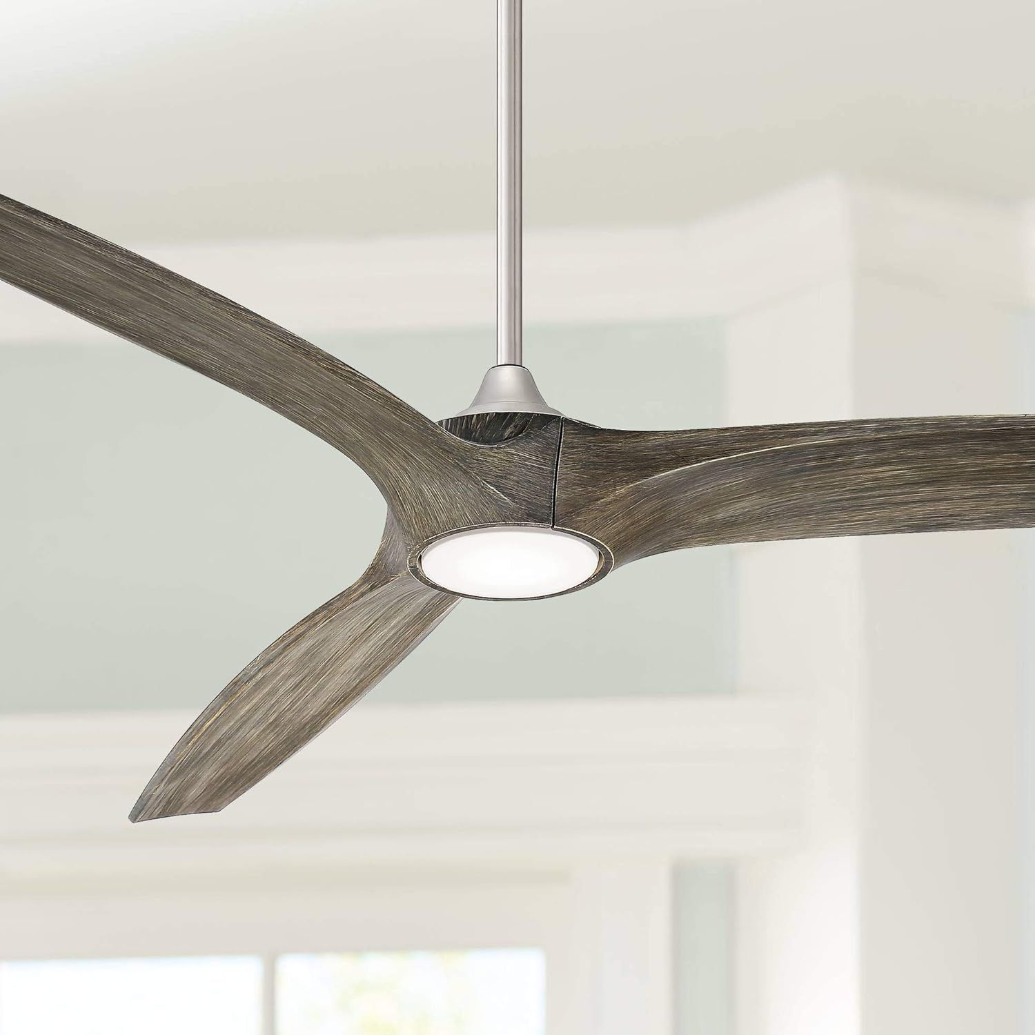 Flush Mount Ceiling Fan Light Wood inside 3-Blade Ceiling Fan Weathered Wood Blades And Rope Accents Led Light Kit 60