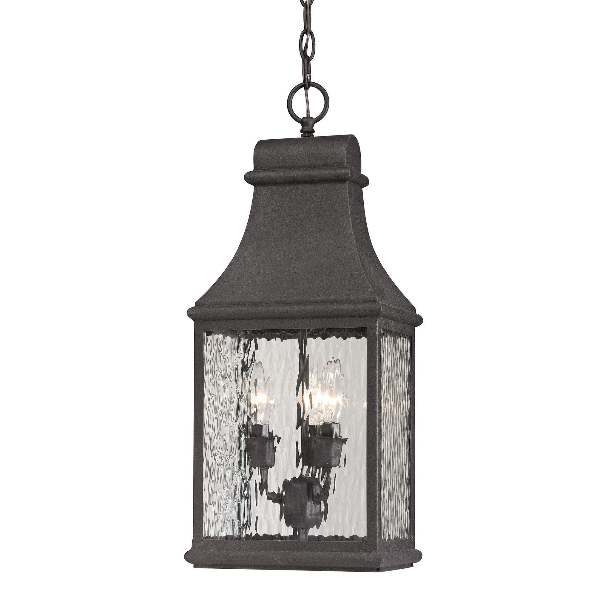Forged Jefferson 3 Light Outdoor Pendant In Charcoal Outdoor Pendant ... throughout Westover 3 Light Outdoor Pendant Or Chandeller, Charcoal