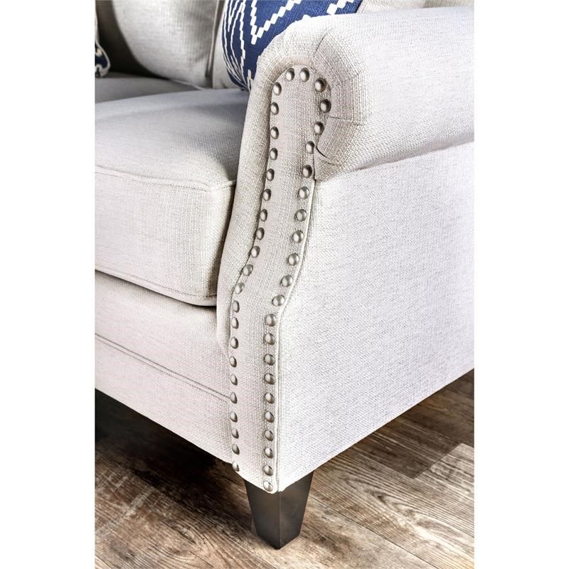 Furniture Of America Hanson Transitional Fabric Nailhead Sofa In Beige ... throughout Creating a Cohesive Decor Scheme with the Keinisha Transitional Sofa