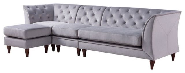 Furniture Of America Trielle Velvet Modular Sectional With Ottoman In ... in Furniture Of America Trielle Velvet Modular Sectional With Ottoman In Pink