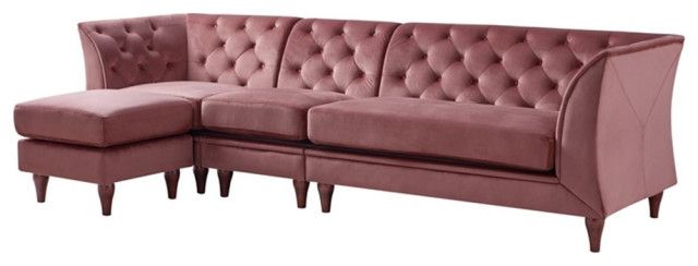 Furniture Of America Trielle Velvet Modular Sectional With Ottoman In ... intended for Comfort and Style A Deep Dive into the Trielle Sectional's Features