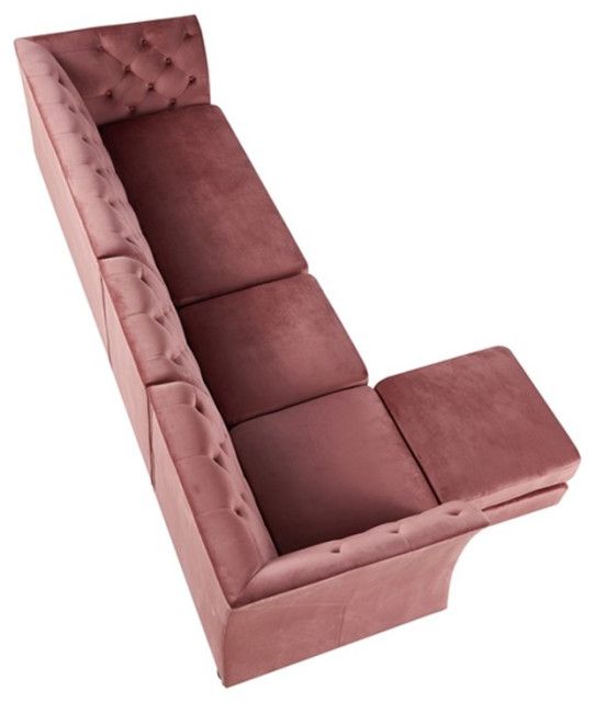 Furniture Of America Trielle Velvet Modular Sectional With Ottoman In ... regarding Furniture Of America Trielle Velvet Modular Sectional With Ottoman In Pink