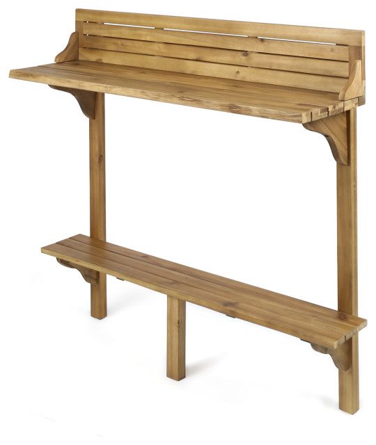 Gdf Studio Cassie Outdoor Acacia Wood Balcony Bar Table - Transitional ... inside Gdf Studio Cassie Outdoor 30" Acacia Wood Barstools, Gray, Set Of 4