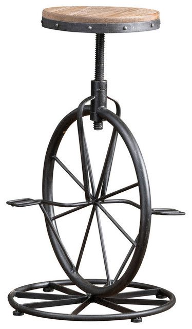 Gdf Studio Charles Bicycle Wheel Adjustable Bar Stool - Industrial ... pertaining to The Anatomy of Comfort Understanding the Design of GDF Studio Barstools