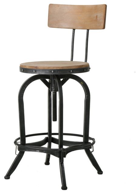 Gdf Studio Modern Industrial Design Adjustable Seat Height Bar/Counter ... in Gdf Studio Tallahassee Outdoor Adjustable Pipe Barstools, Set Of 2
