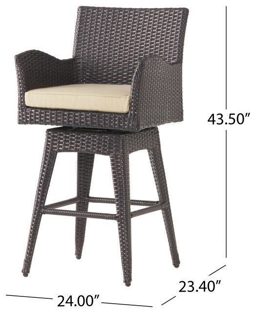 Gdf Studio Royer Outdoor Wicker Brown Swivel Barstool - Tropical ... with Beyond Aesthetics A Deep Dive into the Royer Barstool's Features