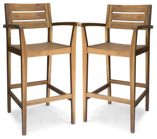 Gdf Studio Stamford Outdoor Rustic Acacia Wood Barstool, Set Of 2 ... in Outdoor Living Redefined Exploring the Versatility of Acacia Wood Seating