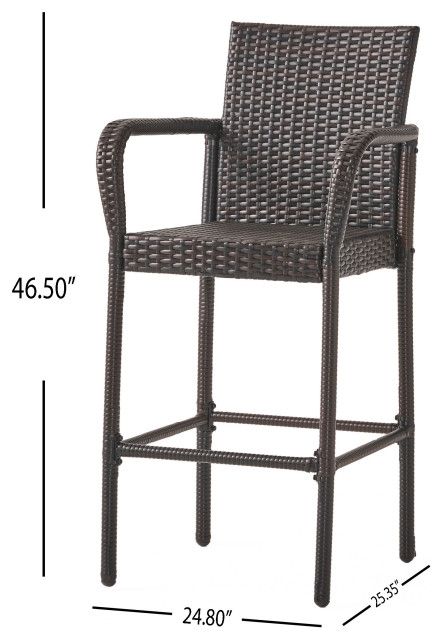 Gdf Studio Stewart Outdoor Brown Wicker Bar Stool, Set Of 2 - Tropical ... throughout Gdf Studio Stewart Outdoor Brown Wicker Bar Stool, Set Of 2
