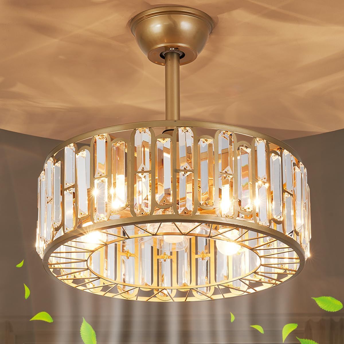 Gdlt 18" Crystal Caged Ceiling Fan With Light Remote, 4-Light Crystal ... in Troubleshooting Common Issues Solutions for Your Crystal Ceiling Fan