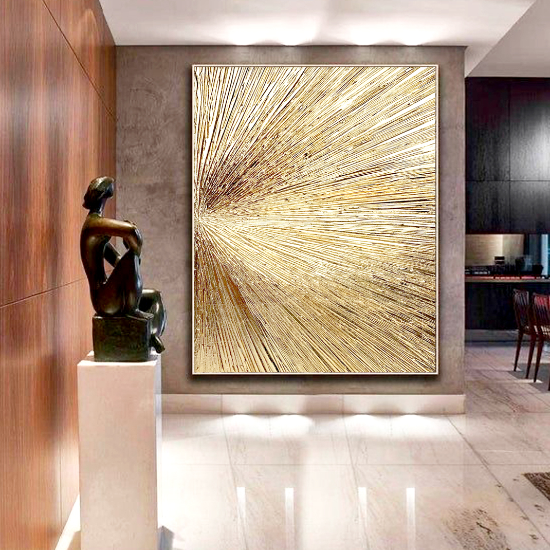 Gold Abstract Original Painting Gold Wall Art Gold Painting - Inspire ... for Elias Bronze And Gold Wall Art
