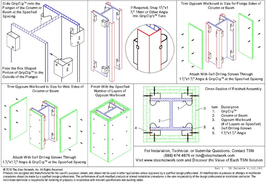 Gripclip - Light Steel Framing Studs & Connectors - Steel Network intended for Replacement Gripping Disk For 36" Metal Column Kit