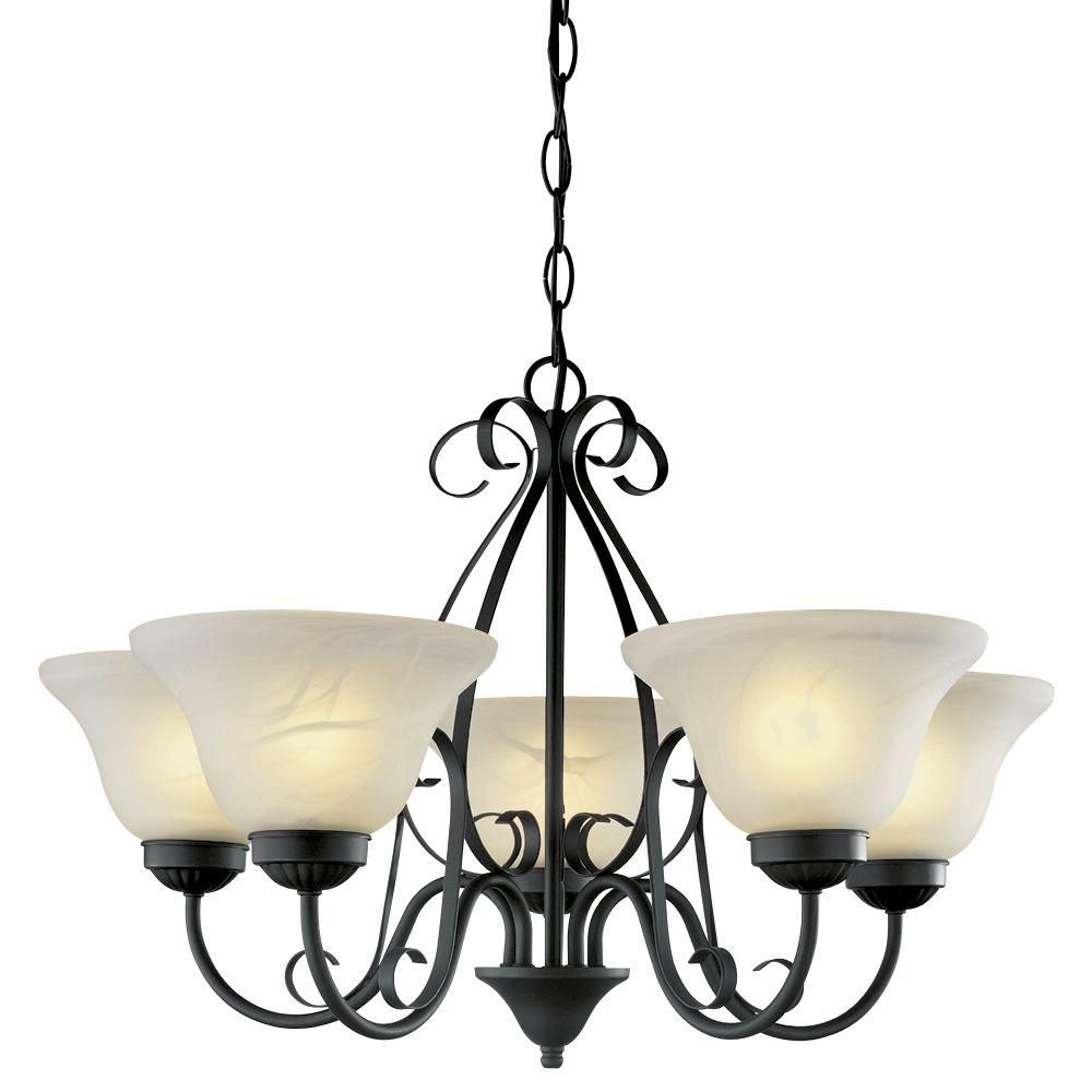 Hampton Bay 5-Light Matte Black Chandelier-Wb0347 - The Home Depot pertaining to Odeon 5 Light Chandelier, Matte Black