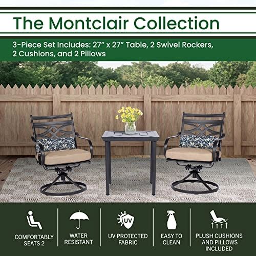 Hanover Montclair 3-Piece All-Weather Outdoor Patio Bistro Dining Set ... within Styling Tips for Integrating a Montclair Outdoor Rectangular Cocktail Table into Your Space