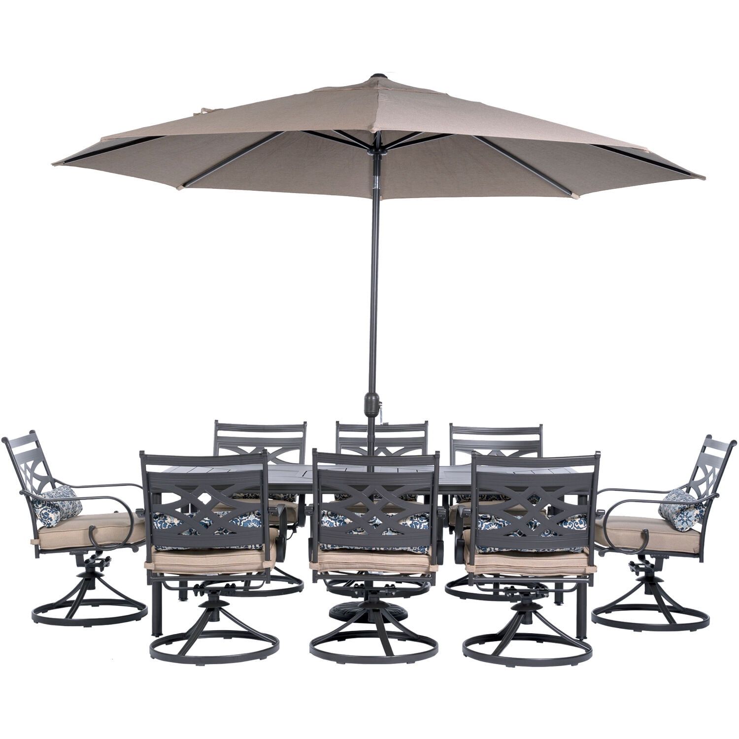Hanover Montclair 9-Piece All-Weather Outdoor Patio Dining Set, 8 ... regarding Styling Tips for Integrating a Montclair Outdoor Rectangular Cocktail Table into Your Space