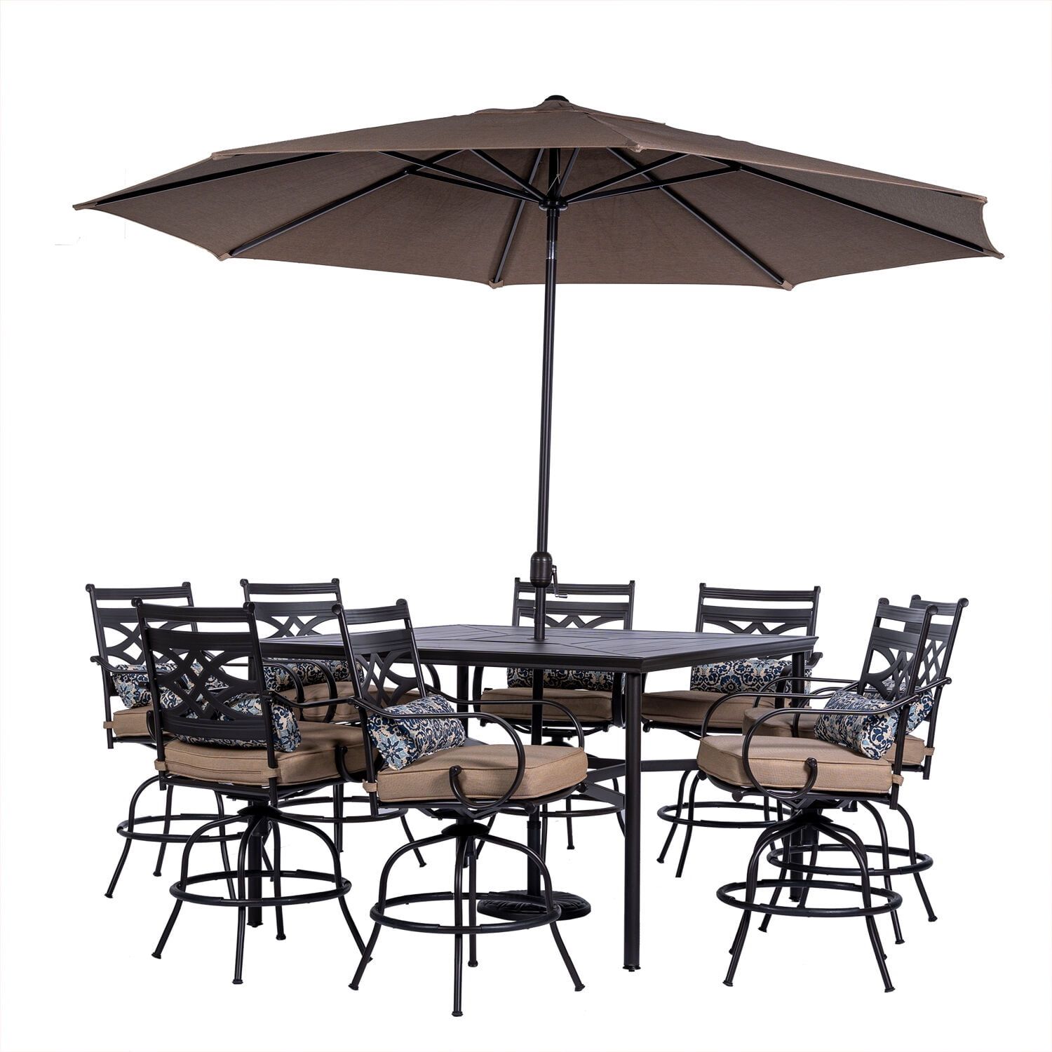 Hanover Montclair 9-Piece All-Weather Outdoor Patio High Dining Set, 8 ... intended for Styling Tips for Integrating a Montclair Outdoor Rectangular Cocktail Table into Your Space