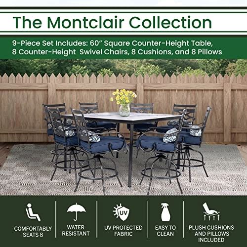 Hanover Montclair 9-Piece All-Weather Outdoor Patio High Dining Set, 8 ... with Styling Tips for Integrating a Montclair Outdoor Rectangular Cocktail Table into Your Space