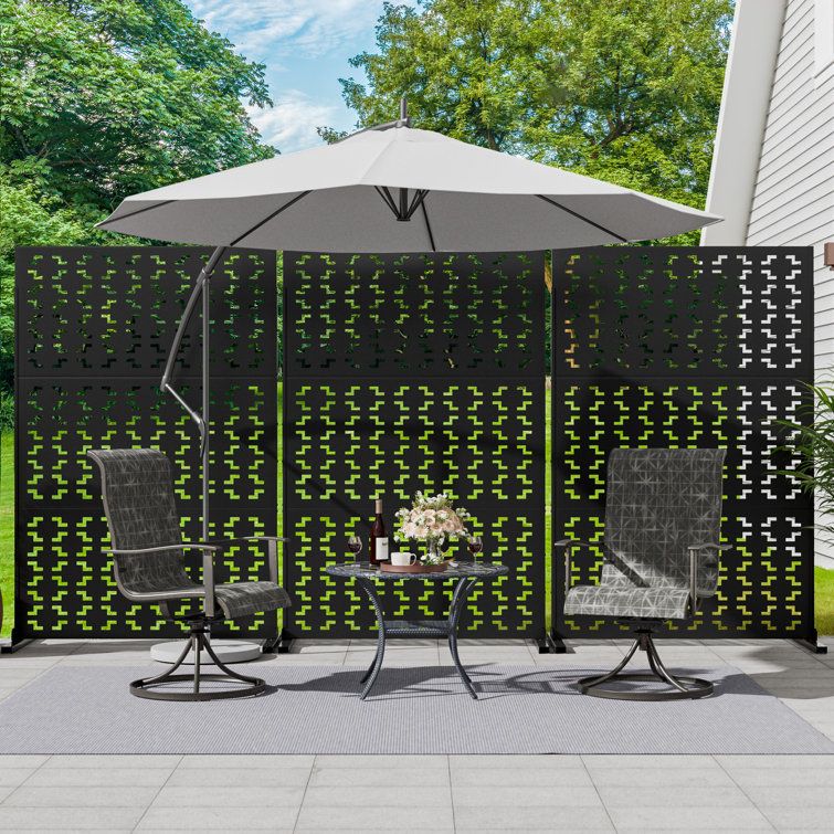 Hermes 6 Ft. H X 4 Ft. W Metal Privacy Screen Fence Panel - Wayfair Canada intended for Transforming Your Outdoor Space with a Bamboo Leaf Metal Privacy Screen
