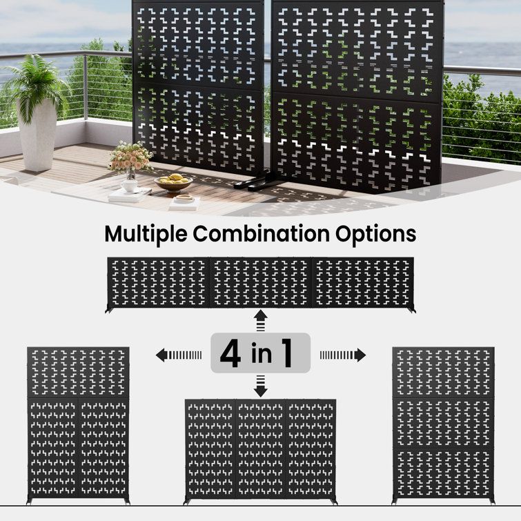 Hermes 6 Ft. H X 4 Ft. W Metal Privacy Screen Fence Panel - Wayfair Canada throughout Transforming Your Outdoor Space with a Bamboo Leaf Metal Privacy Screen