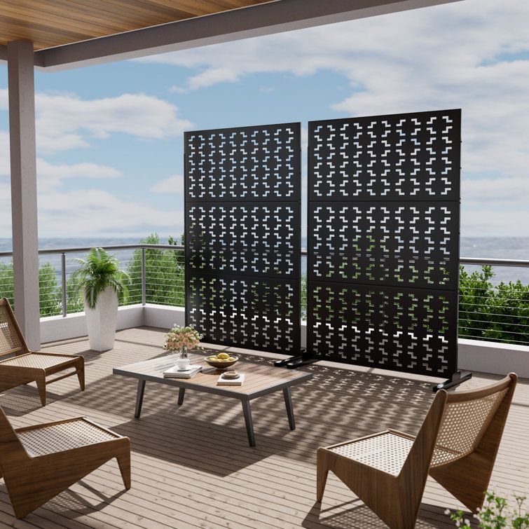 Hermes 6 Ft. H X 4 Ft. W Metal Privacy Screen Fence Panel - Wayfair Canada with regard to Transforming Your Outdoor Space with a Bamboo Leaf Metal Privacy Screen