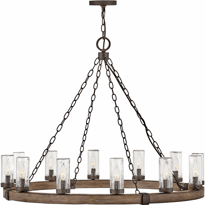 Hinkley 29207Sq Sawyer Rustic Sequoia Exterior 38" Ceiling Chandelier ... for Sawyer 15-Light Outdoor Chandelier In Sequoia