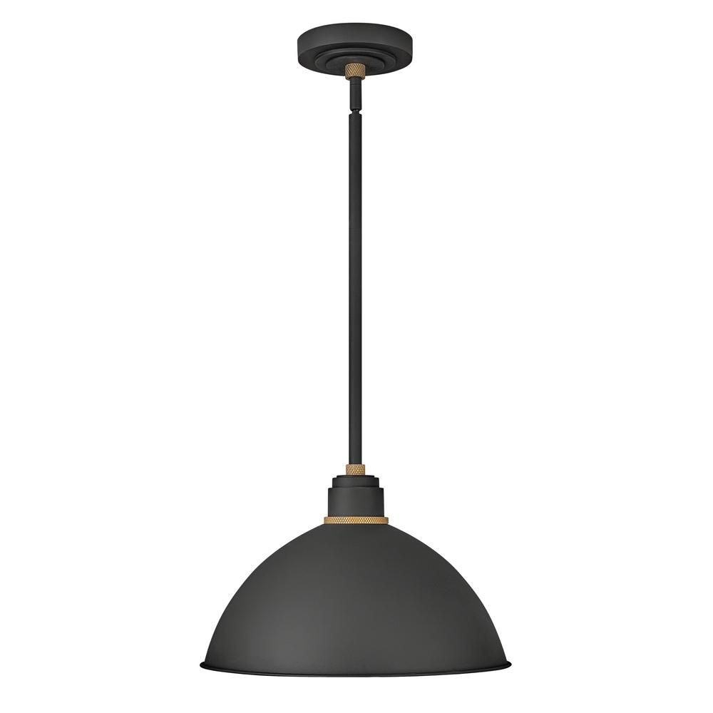 Hinkley Foundry 1-Light Textured Black Outdoor Barn Pendant Light ... in Spring Lake 1 Light Exterior Hanging Lamp, Matte Textured Black