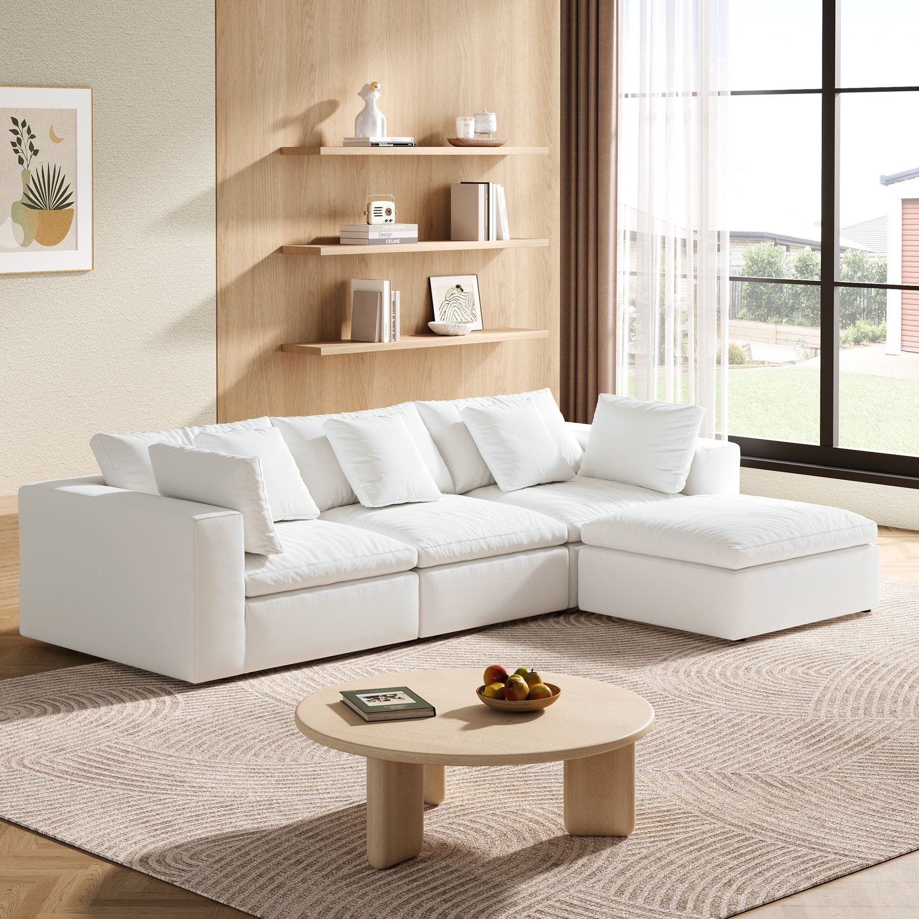 Hokku Designs 4 - Piece Upholstered Modular Sectional Sofa, L-Shaped ... regarding Emberson Sectional Guide Understanding Dimensions and Room Planning
