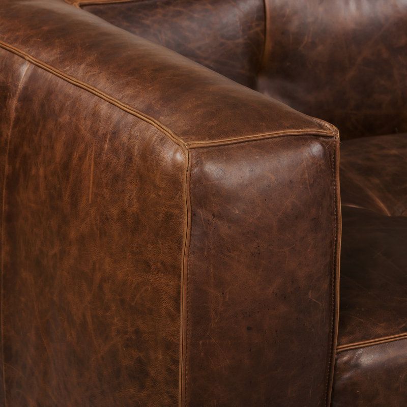 Hokku Designs Genavive 92'' Full-Grain Genuine Italian Leather Square ... regarding Genavive Top Grain Leather Sofa - Tan
