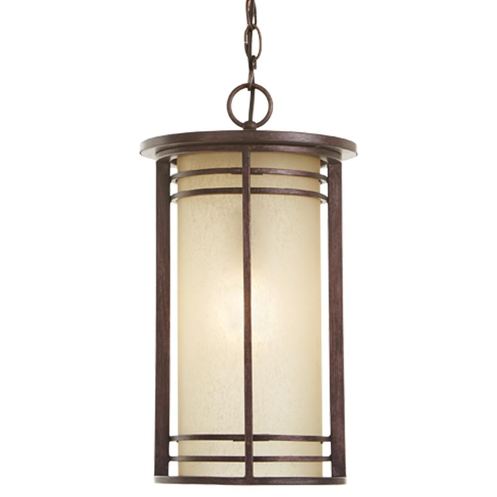 Home Decorators Collection 1-Light Bronze Outdoor Pendant With Amber ... intended for Outdoor Pendant 1-Light, Architectural Bronze