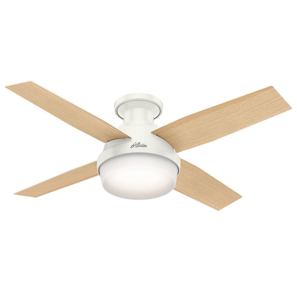 Hunter 44" Dempsey Low Profile With Light Fresh White Ceiling Fan With ... pertaining to Hunter Fan Company 44" Dempsey Low Profile Ceiling Fan With Light + Remote, Fresh White