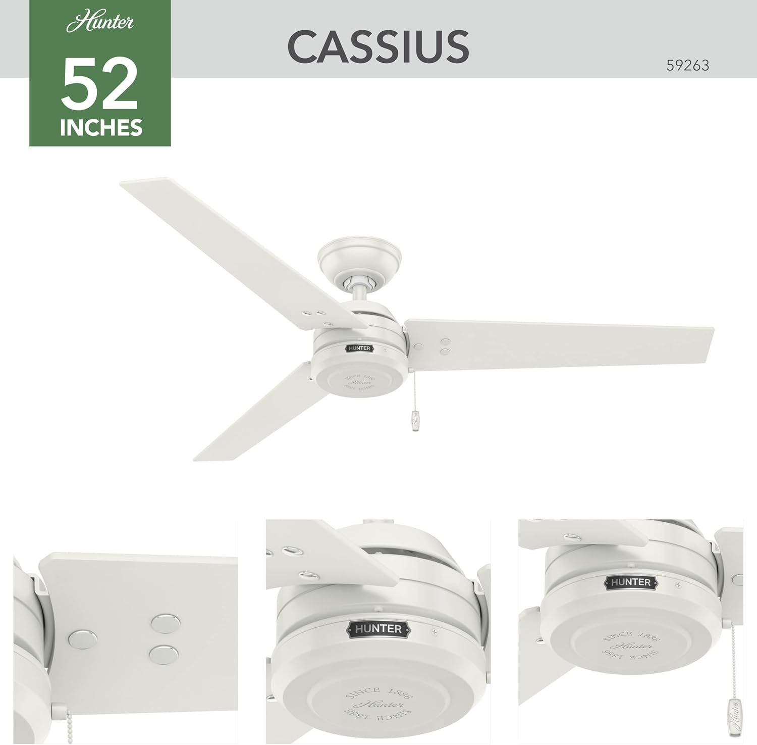 Hunter Fan Company 59263 Cassius 52 Inch 3 Blade 3 Speed Wooden Indoor ... with Understanding the Hunter 59263 Cassius Ceiling Fan Inside and Out
