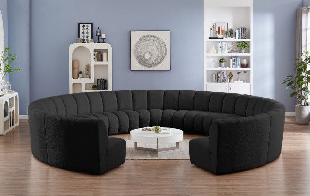 Infinity Black Boucle Fabric Upholstered Arc Shaped Modular Sectional ... for Arc Boucle Fabric Upholstered 4-Pc. Modular Sofa, Black