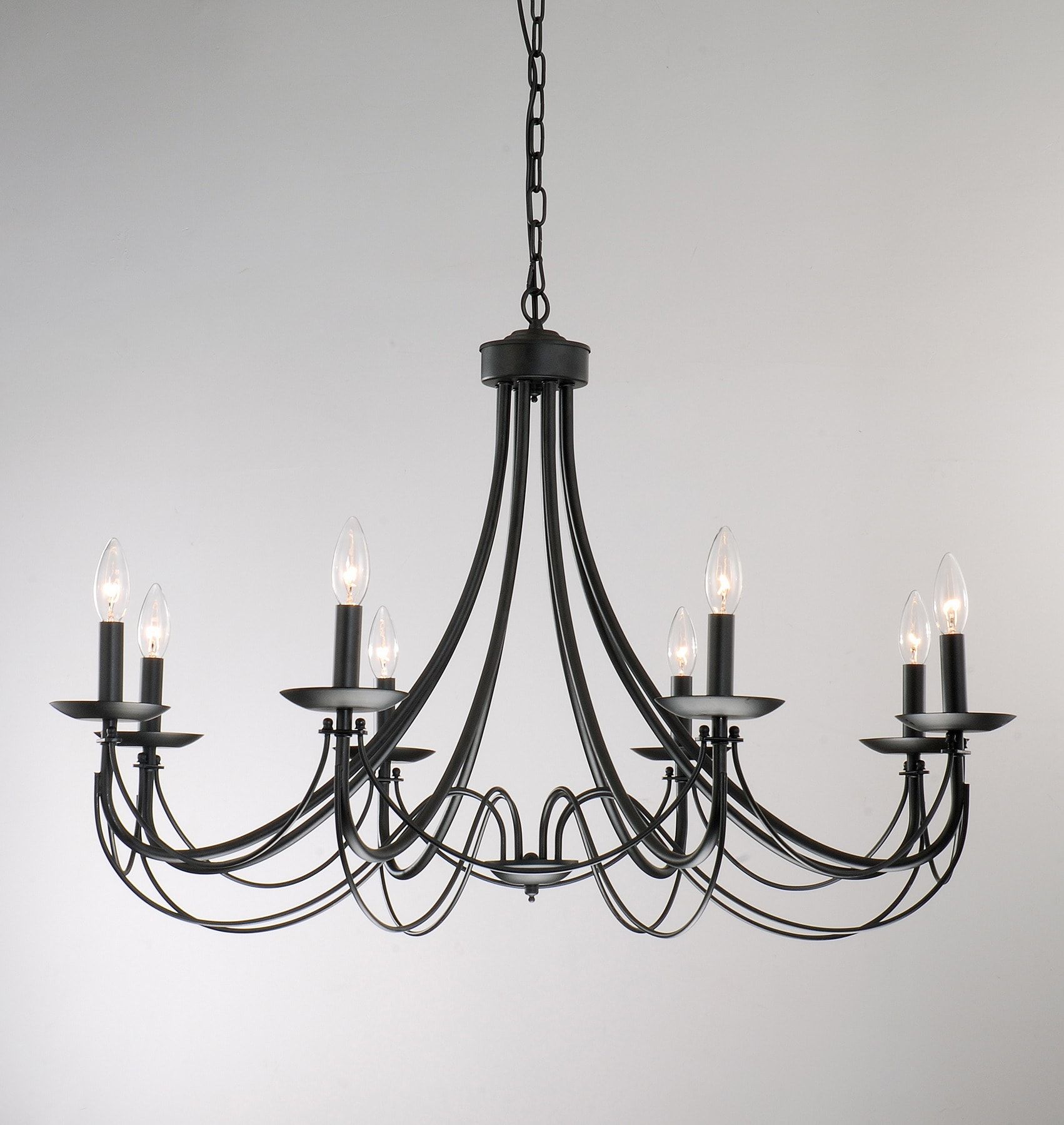 Iron 8-Light Black Chandelier - Free Shipping Today - Overstock.com ... throughout Quorum Gentry 8-Light Wet Chandelier, Matte Black, 70-8-59