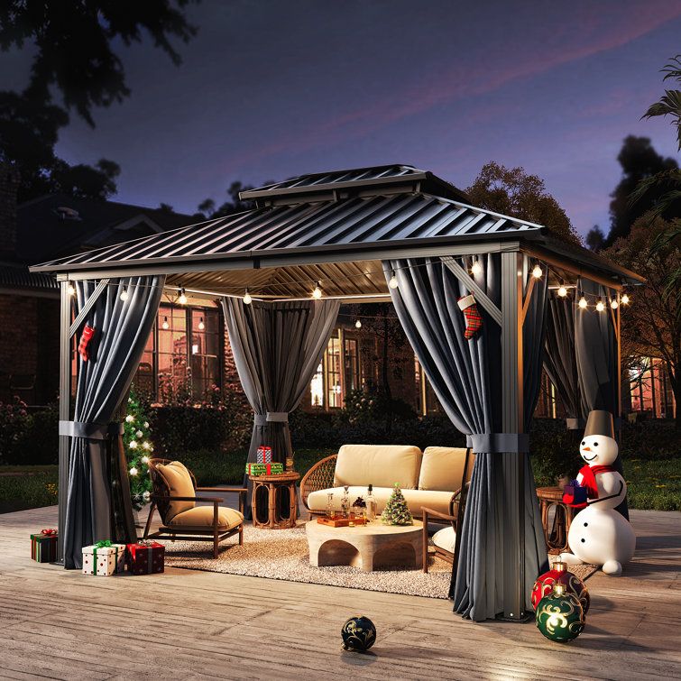 Jolydale 12 Ft. W X 10 Ft. D Metal Patio Gazebo & Reviews | Wayfair pertaining to 12 Ft. W X 10 Ft. D Aluminum Patio Hardtop Gazebo