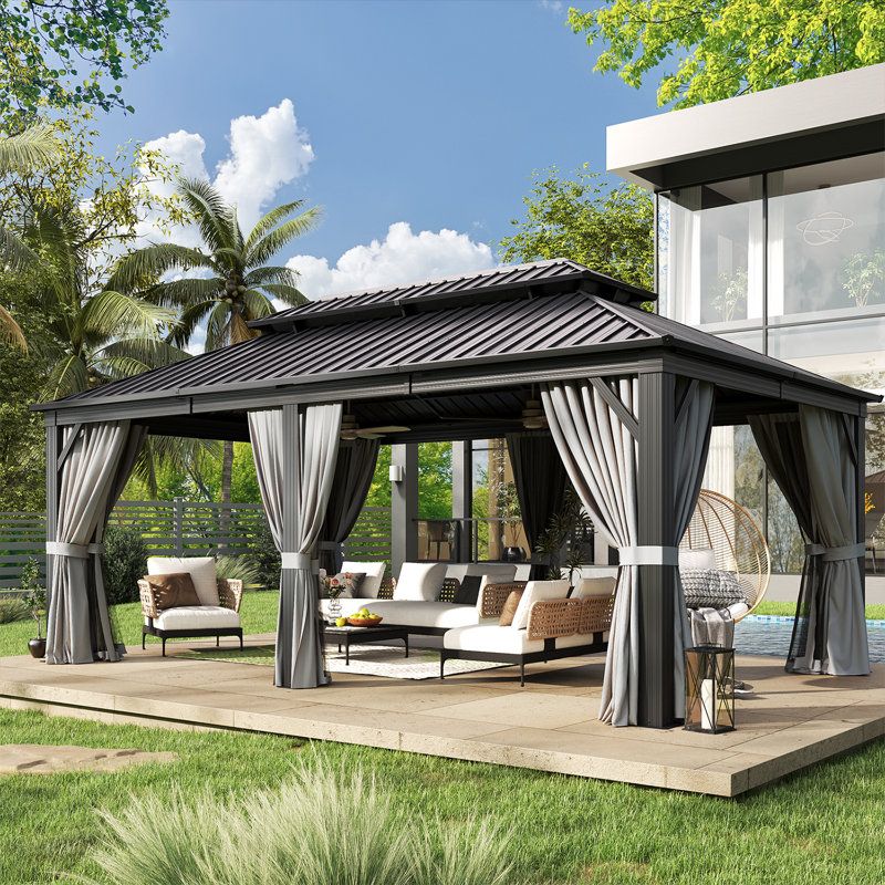 Jolydale 20 Ft. W X 12 Ft. D Aluminum Patio Gazebo & Reviews | Wayfair in From Concept to Comfort A Comprehensive Look at Metal Patio Gazebos Sizing 20 Ft. W x 12 Ft. D