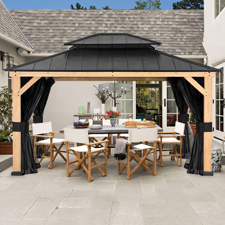 Joyside 13 Ft. W X 11 Ft. D Solid Wood Patio Gazebo | Wayfair regarding Solid Wood Gazebos Understanding Materials and Construction