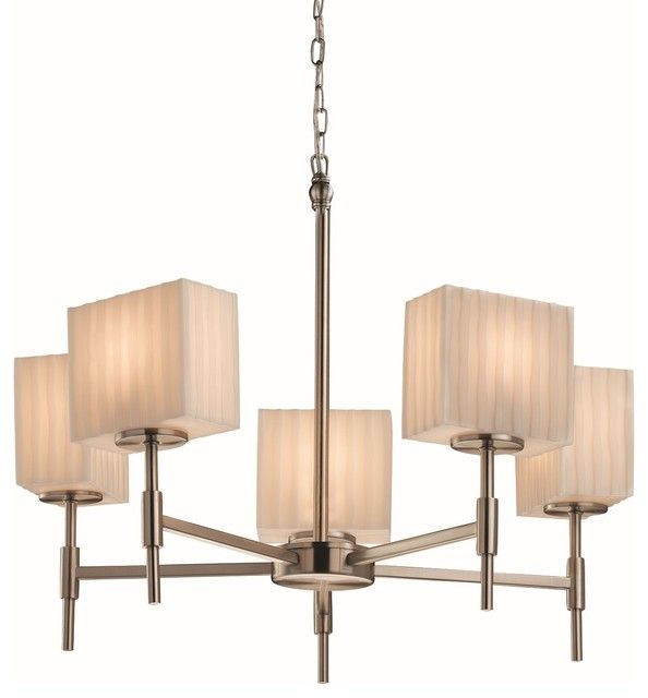 Justice Designs Porcelina Union 5-Lt Chandelier - Brushed Nickel ... throughout Union 5 Light Outdoor Chandelier In Satin Aluminum (54025-Sa)