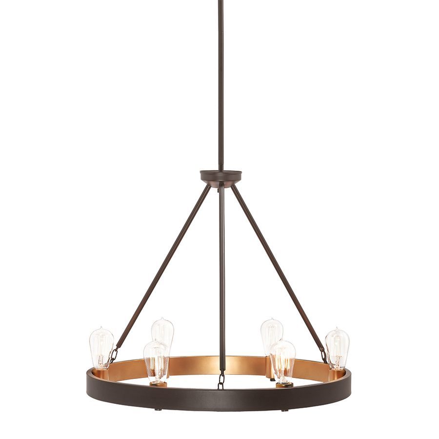 Kichler Lighting Covington 24.49-In 6-Light Olde Bronze Rustic Candle ... within Outdoor Linear Chandelier 6-Light, Architectural Bronze