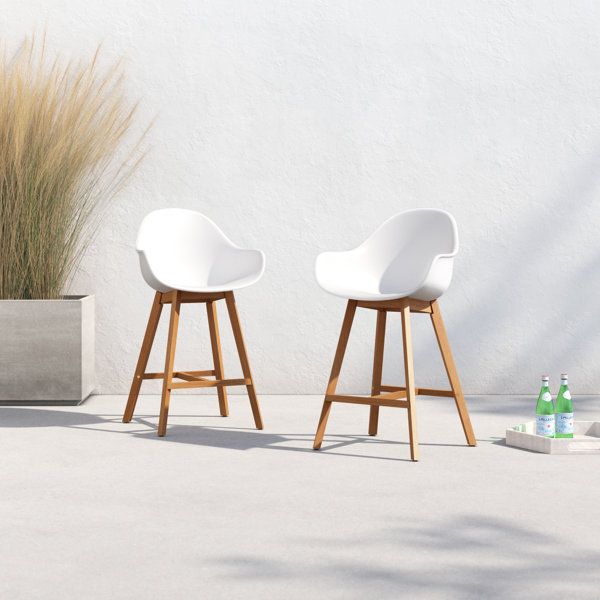 Kitsco Rafael Eucalyptus Outdoor 25.7'' Counter Stool | Wayfair intended for Eucalyptus Stools Set of 2 Understanding the Benefits for Your Space