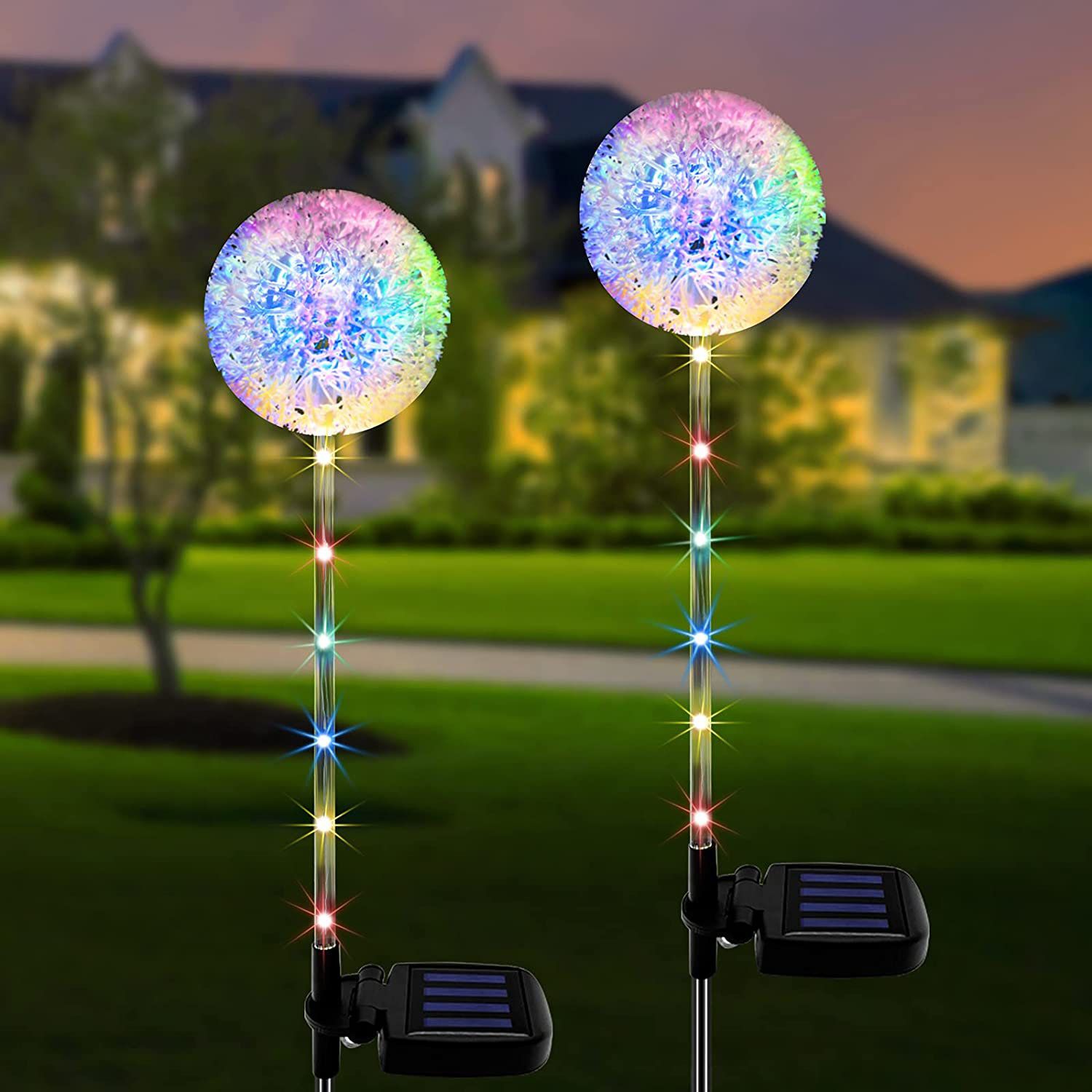 Kooper Solar Garden Lights Outdoor, Kooper 4Pack Solar Garden Dandelion ... regarding Maximizing Efficiency with Solar Multicolor Lights A Practical Guide
