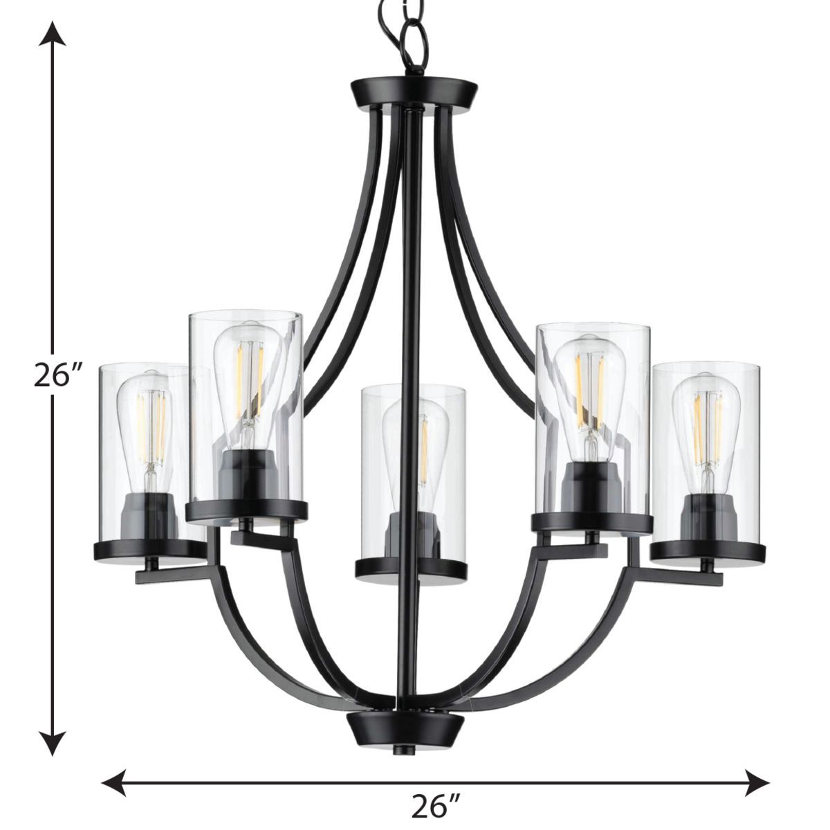 Lassiter Collection Five-Light Matte Black Clear Glass Modern ... inside Odeon 5 Light Chandelier, Matte Black