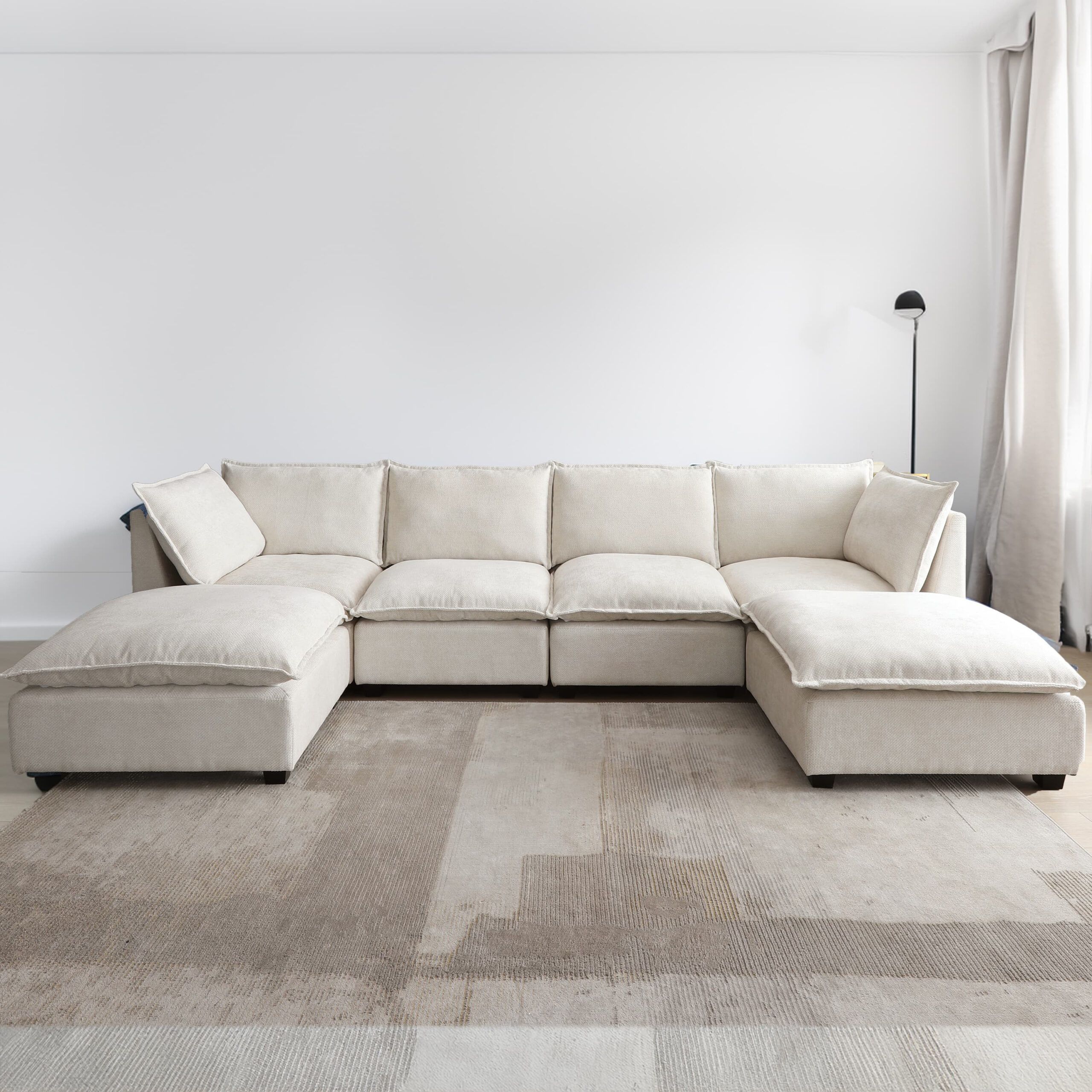 Latitude Run® 6 - Piece Upholstered Modular Sectional Sofa Reversible ... with Emberson 3-Piece Upholstered Modular Sectional Sofa Ivory