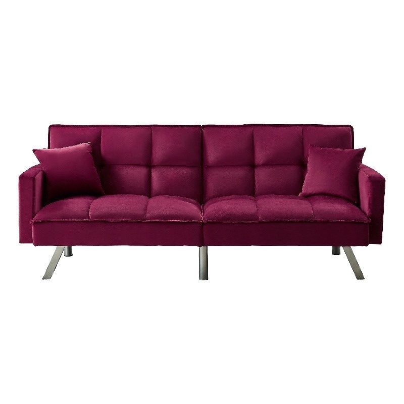 Legend Vansen 80" Convertible Wood & Velvet Fabric Sleeper Sofa Bed In ... regarding Legend Vansen 104" Modern Wood & Velvet Fabric Sofa With Ottoman In Gray