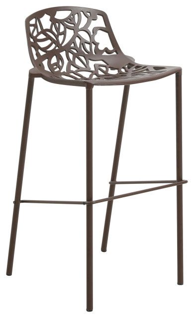 Leisuremod Devon Mid-Century Modern Aluminum Bar Stool, Brown ... intended for The Ultimate Guide to Cleaning and Maintaining Outdoor Bar Stools