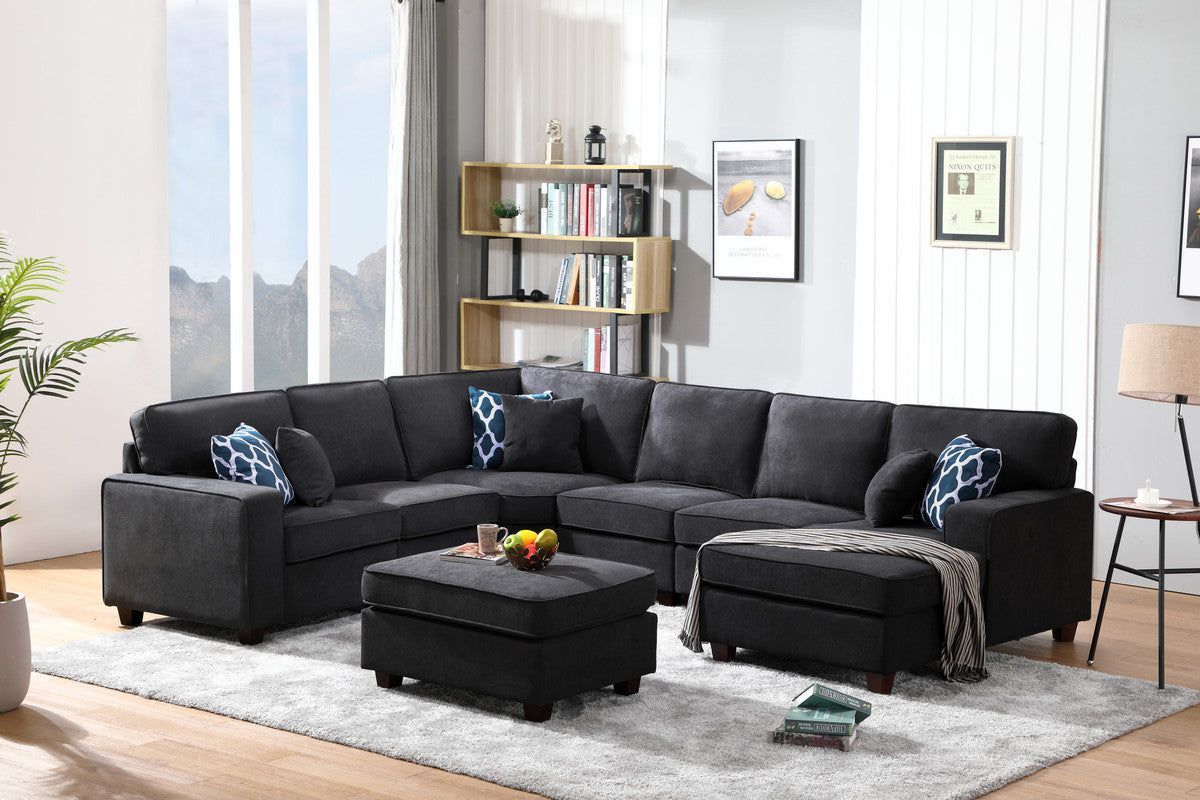 Lilola Home Jocelyn Dark Gray Woven 7Pc Modular L-Shape Sectional Sofa ... inside Beyond Comfort Sectional Sofas and the Art of Living Room Design