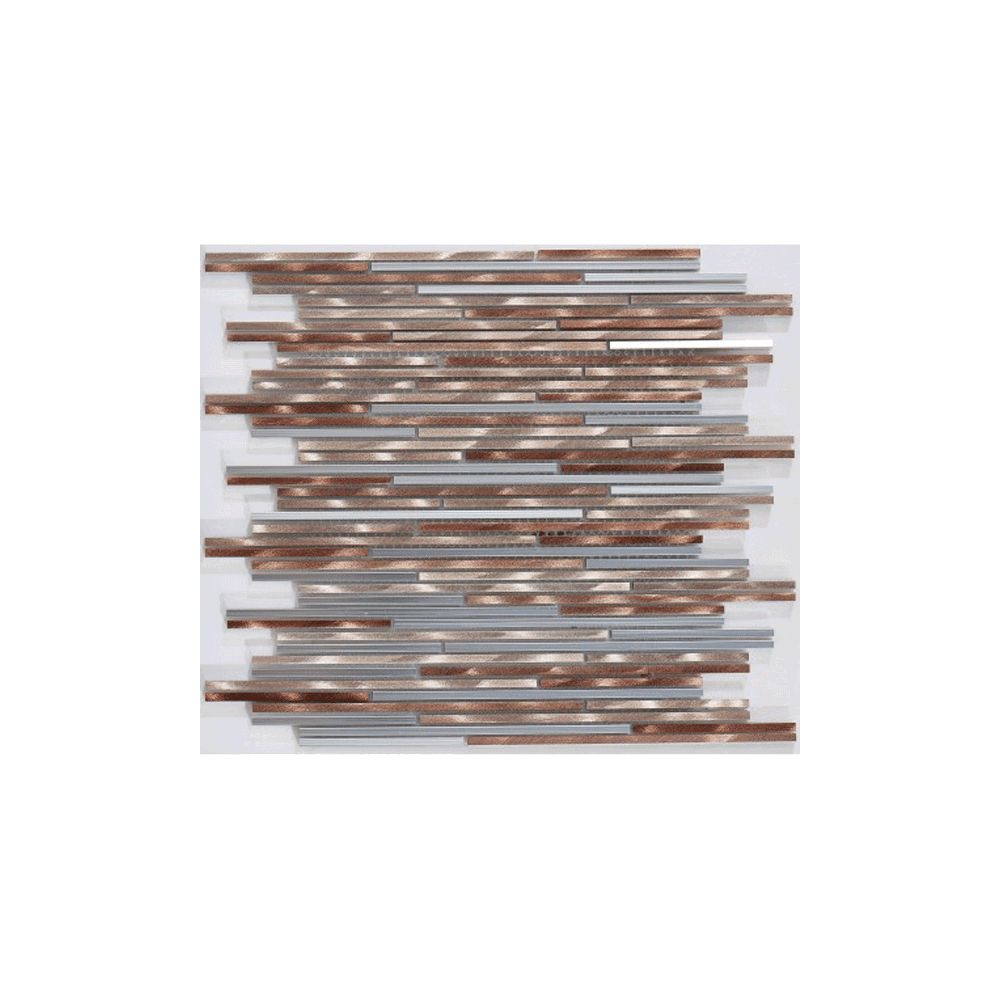 Linear Mosaic Wall Tiles - Bronze & Silver Steel Wall Tiles pertaining to Rhodes Outdoor Linear, Warm Bronze