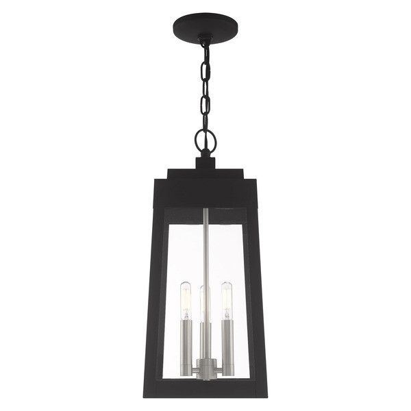 Livex Lighting 20857-04 Oslo 3 Light Black Outdoor Pendant Lantern | Ebay inside Oslo Lanterns A Guide to Materials and Construction