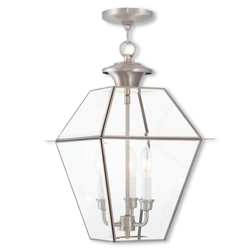 Livex Lighting Westover Brushed Nickel 3-Light Outdoor Hanging Lantern ... intended for Troubleshooting Common Issues with Your Westover Outdoor Chandellier