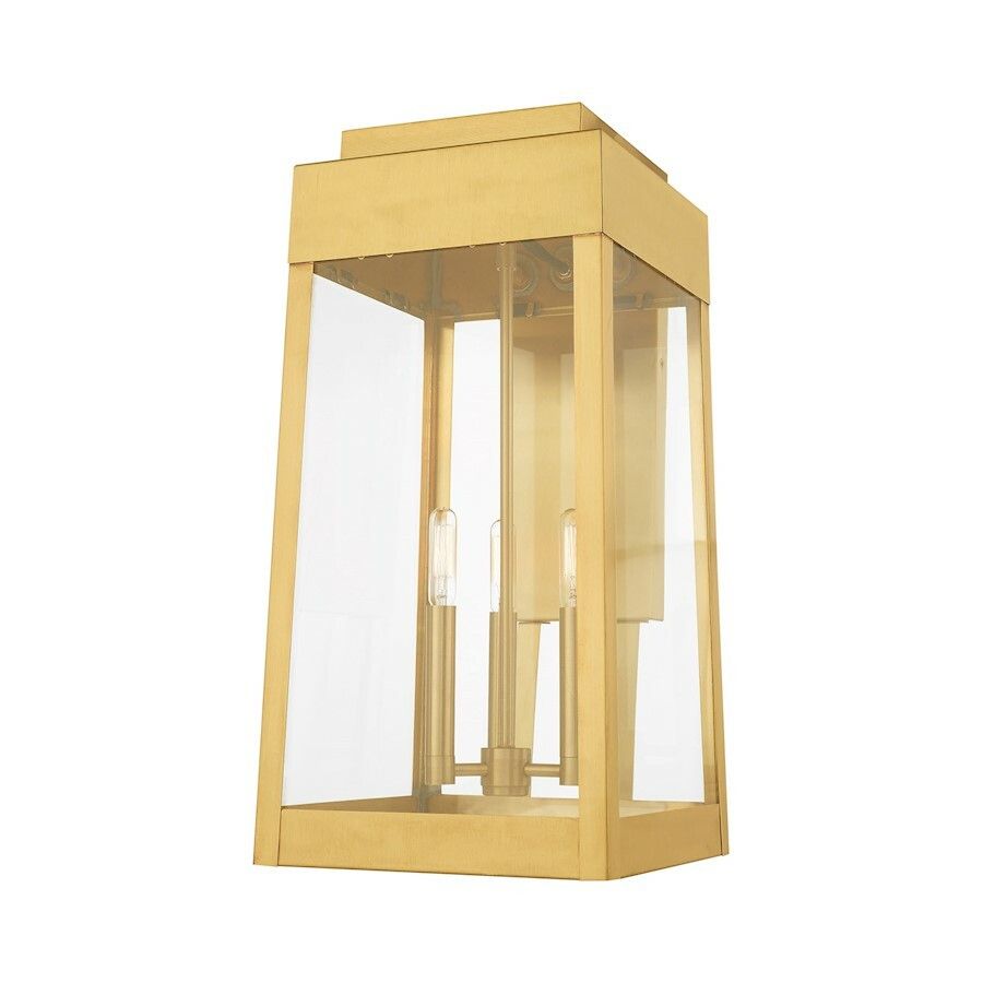 Livex Oslo 3 Light 20" Outdoor Wall Lantern, Satin Brass - 20858-12 | Ebay regarding Oslo Lanterns A Guide to Materials and Construction