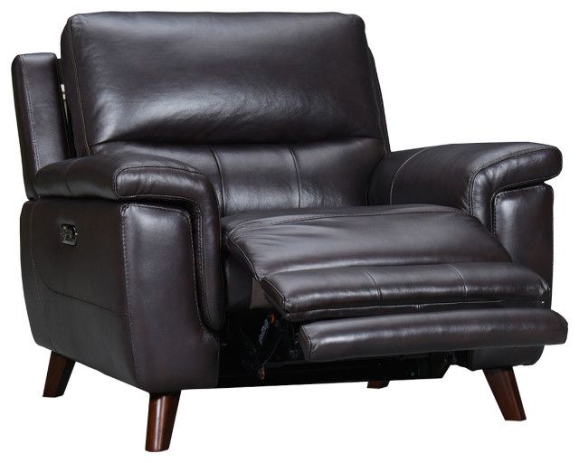 Lizette Brown Leather Power Recliner With Usb - Midcentury - Recliner ... intended for Lizette 65" Brown Leather Power Recliner Loveseat With Usb, 78 Inches